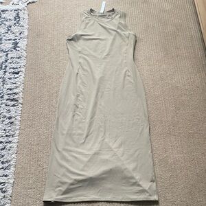 Lululemon All Aligned Ribbed Midi Dress, 10, Sheer Oak